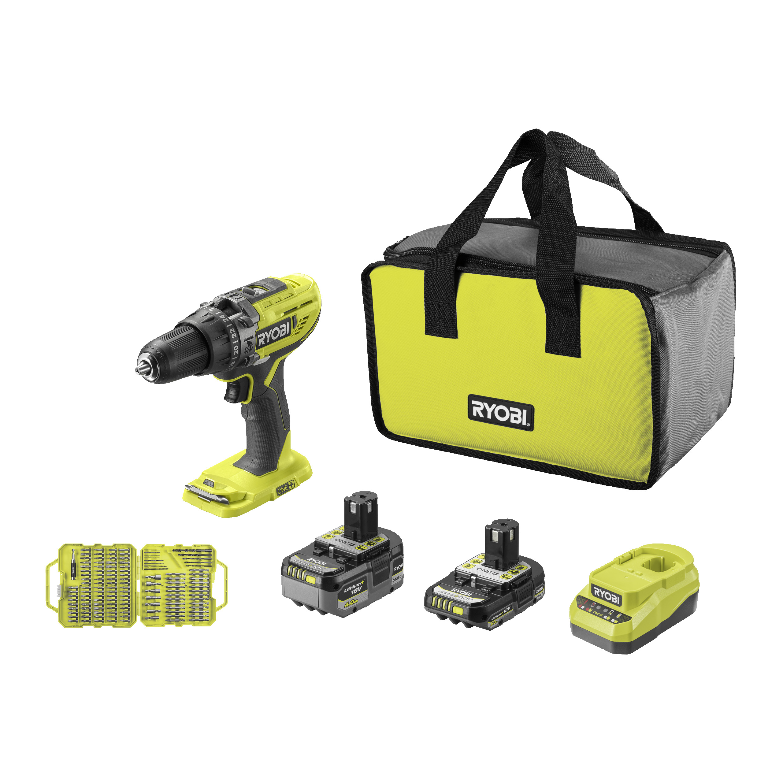 Taladro percutor 18V ONE+™ + estuche de 127 piezas de accesorios para taladrar y atornillar (2x 2.0Ah)_hero_7