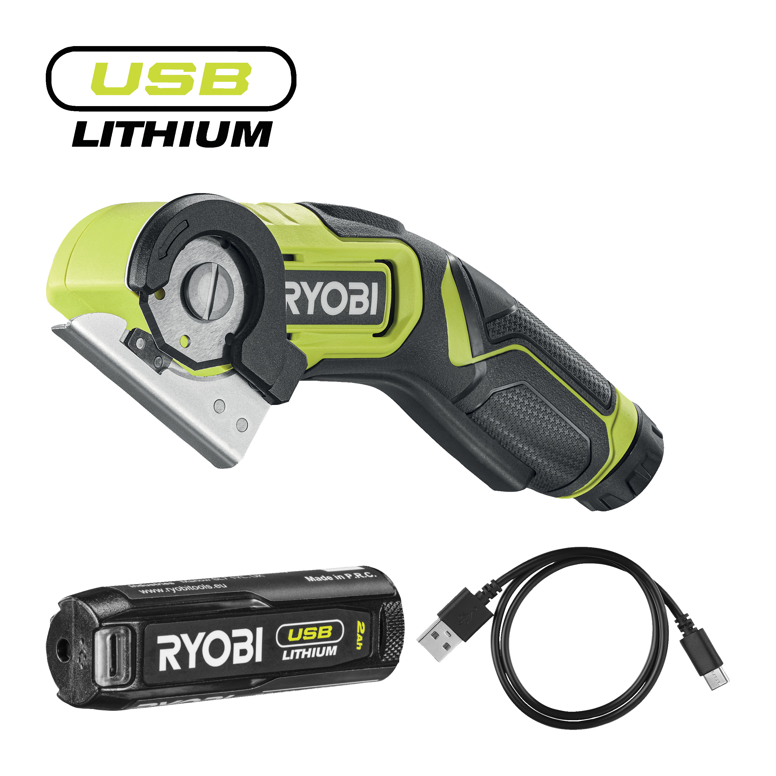 RYOBI 4 V USB Akku-Schneidegerät, 6,4 mm Schnittkapazität, inkl. 1 x  4 V 2,0 Ah Akku und USB-C Ladekabel_hero