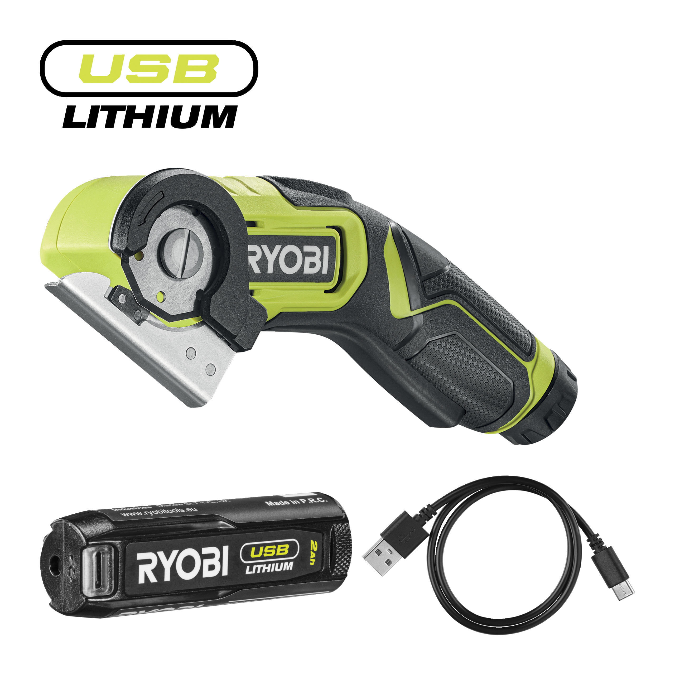 RYOBI Nóż tarczowy 4V USB Lithium z akumulatorem 2.0Ah i kablem do ...