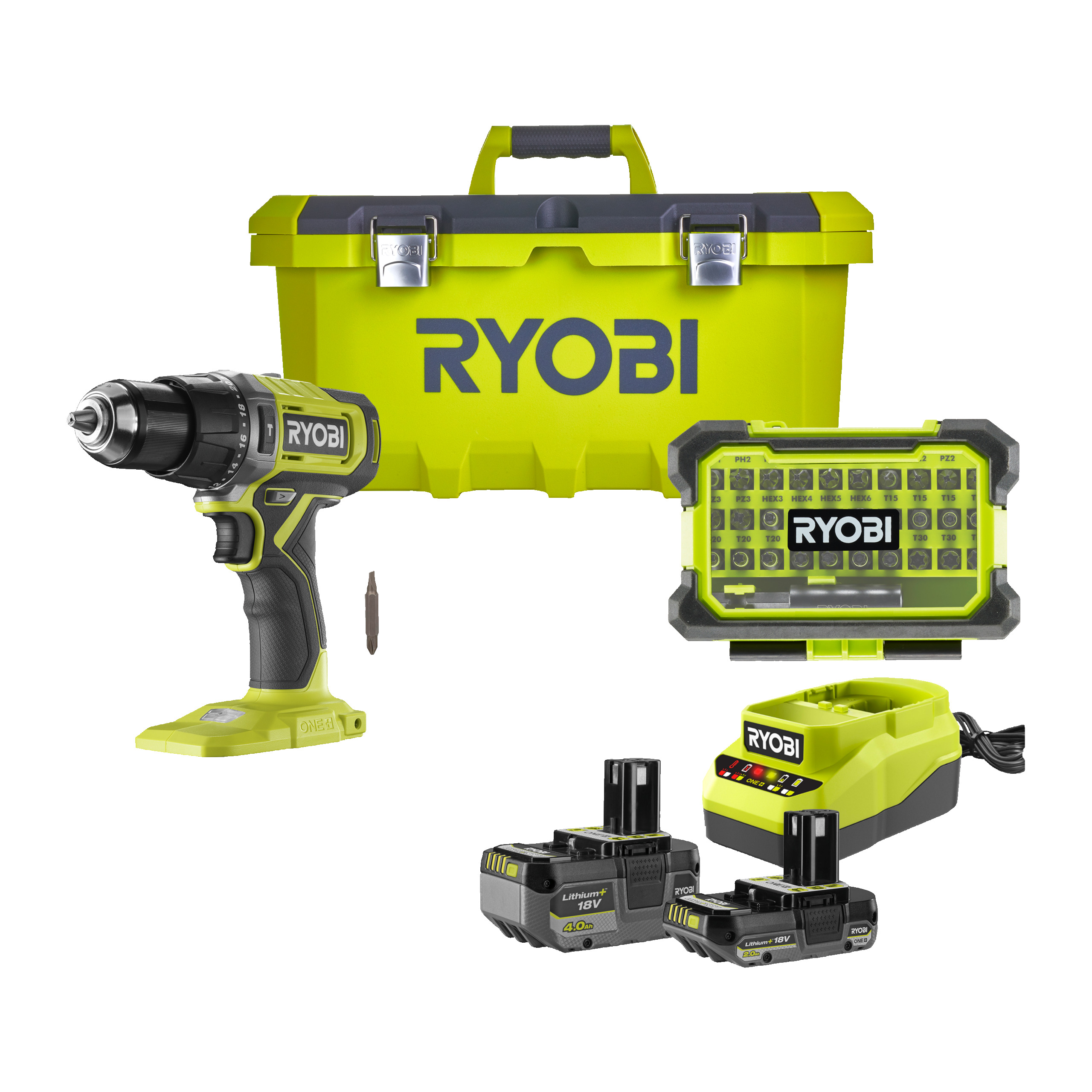 Perceuse-visseuse Sans Fil Ryobi R18DD2-0 18V - Mandrin Auto-serrant 10mm, Lumière LED - 7
