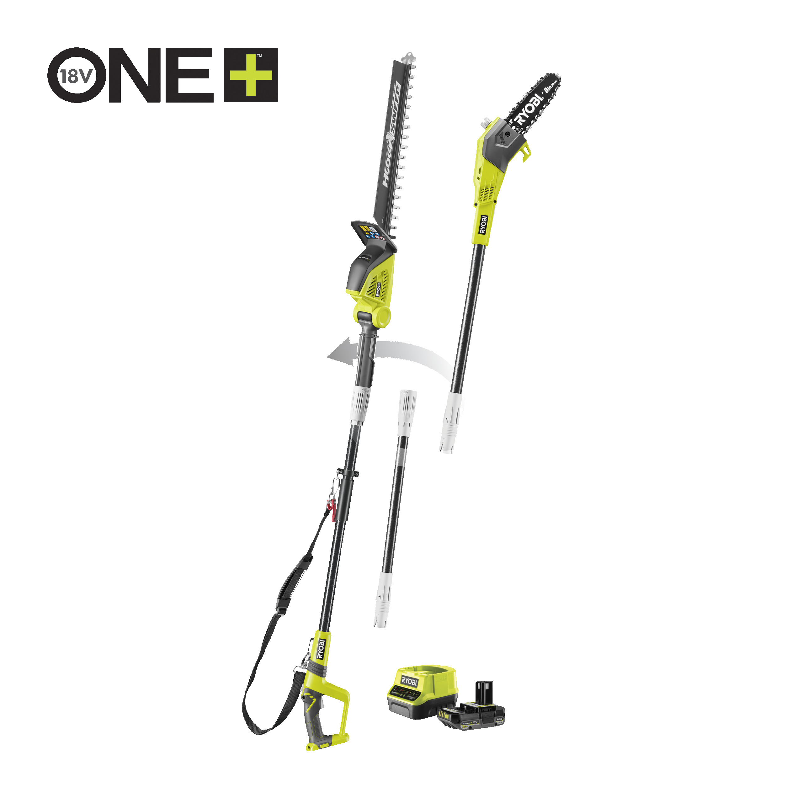 ONE+™ 18V 20 cm Telescopische Accu Snoeikettingzaag & 45 cm Heggenschaar Combokit (incl. 1x 2,0 Ah accu & lader)_hero_0