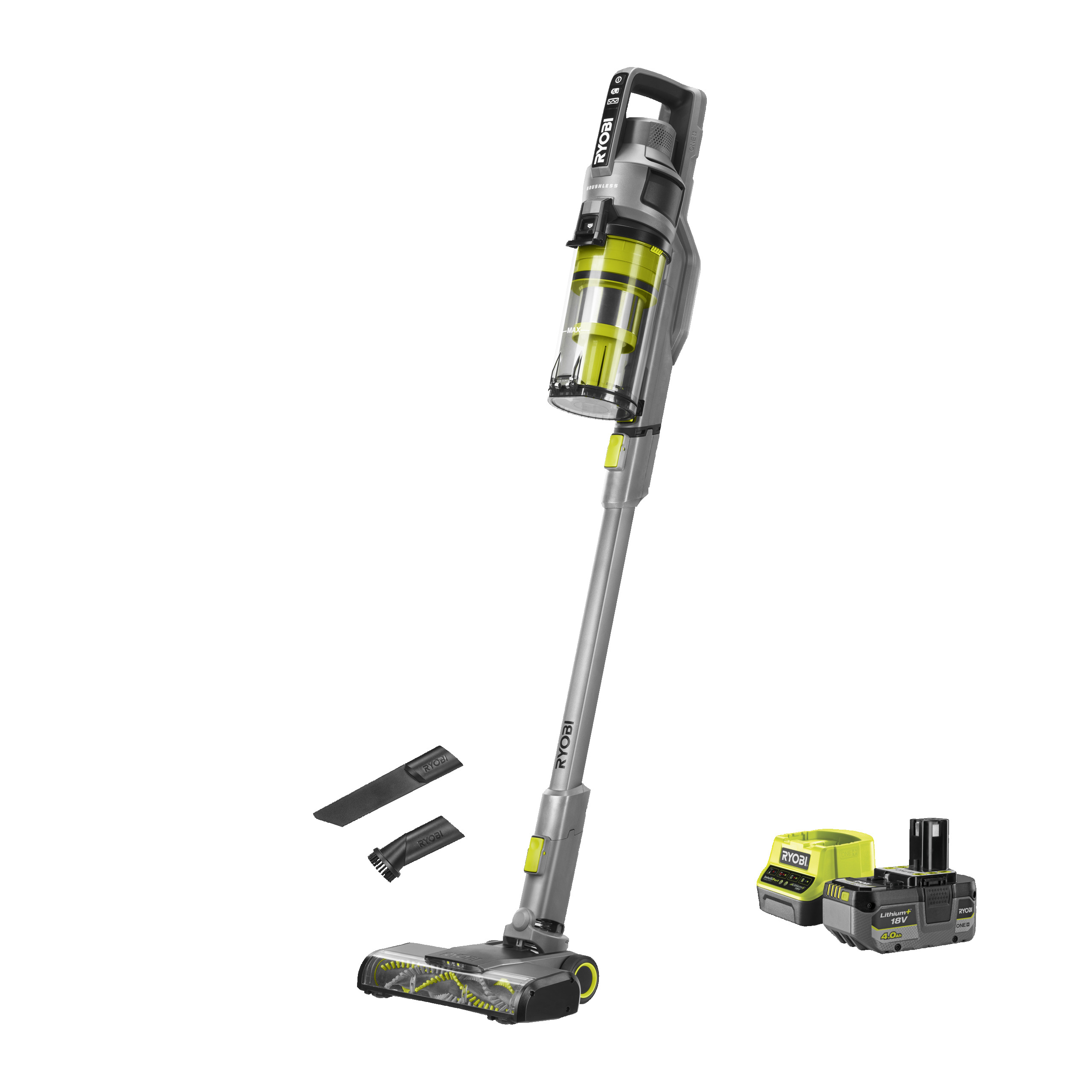 RYOBI 18 V ONE+ Brushless Akku-Bodenhandsauger RSVS18BL-1C40G, 90 AW Saugleistung, inkl. 4,0 Ah Akku und 2,0 A Lagegerät_hero_9