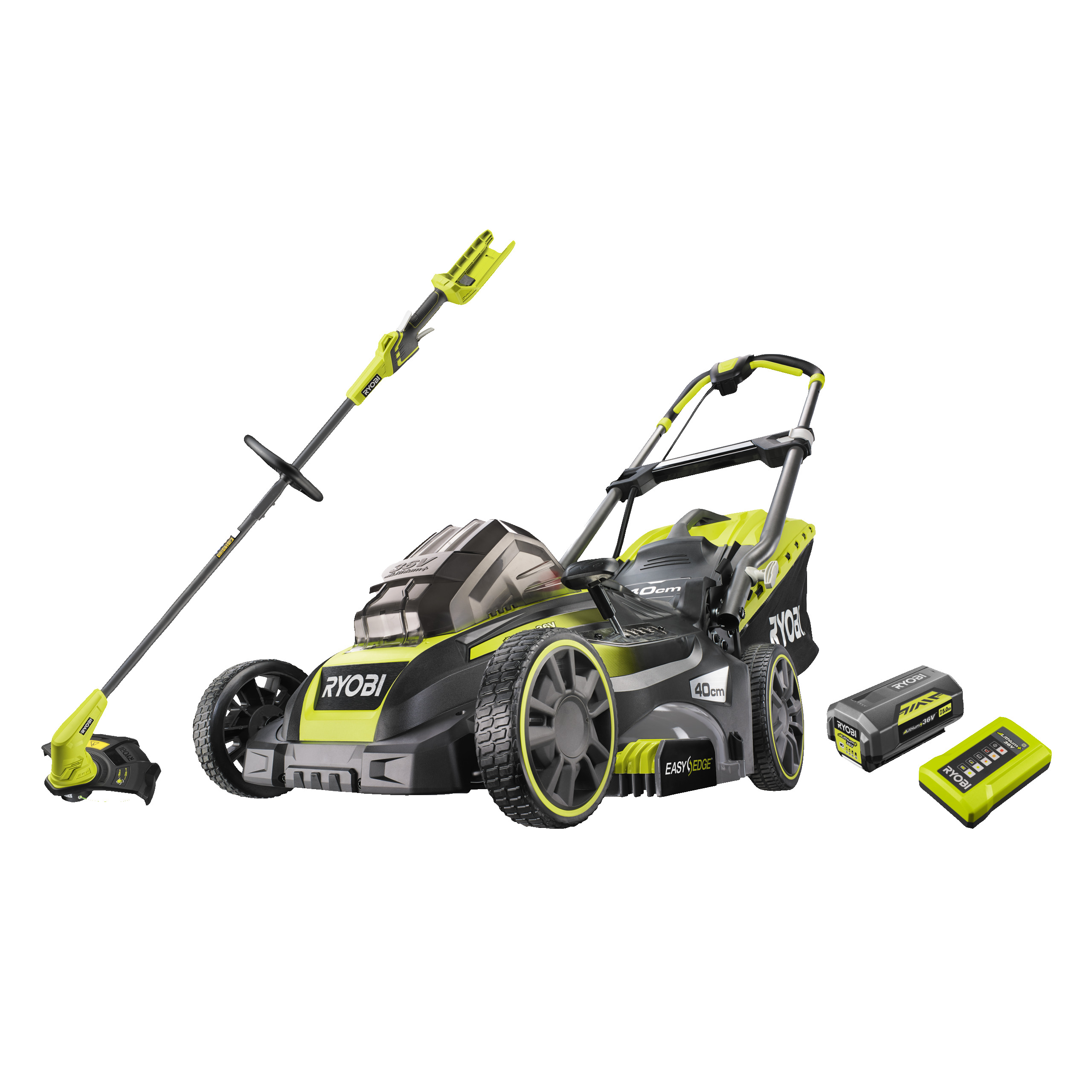 36V MAXPOWER Cordless 40cm Lawnmower & 28/33cm Grass Trimmer Starter Kit (1 x 5.0Ah)_hero_3