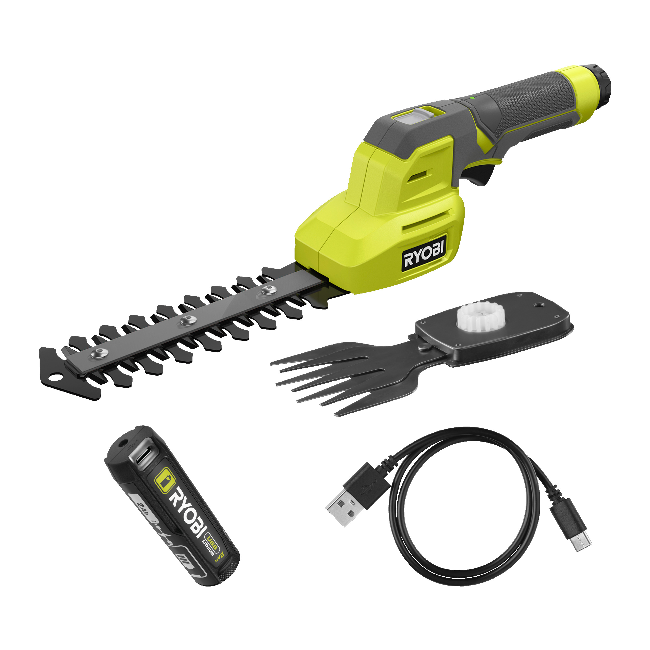Cordless USB Lithium™ 2-in-1 Shear Shrubber | RYOBI | RY4CGSA-120